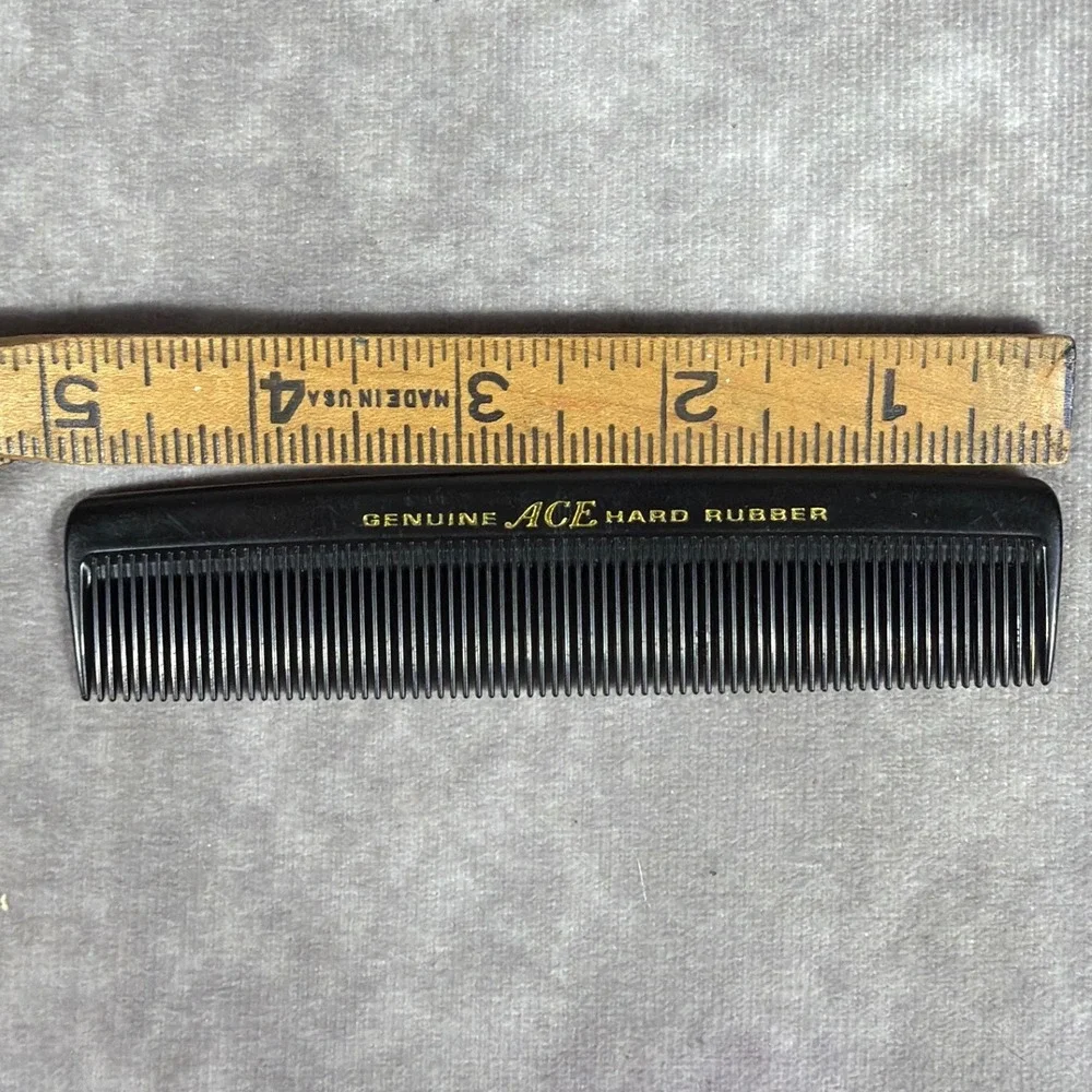Vtg ACE Genuine Hard Rubber Hair Comb 5